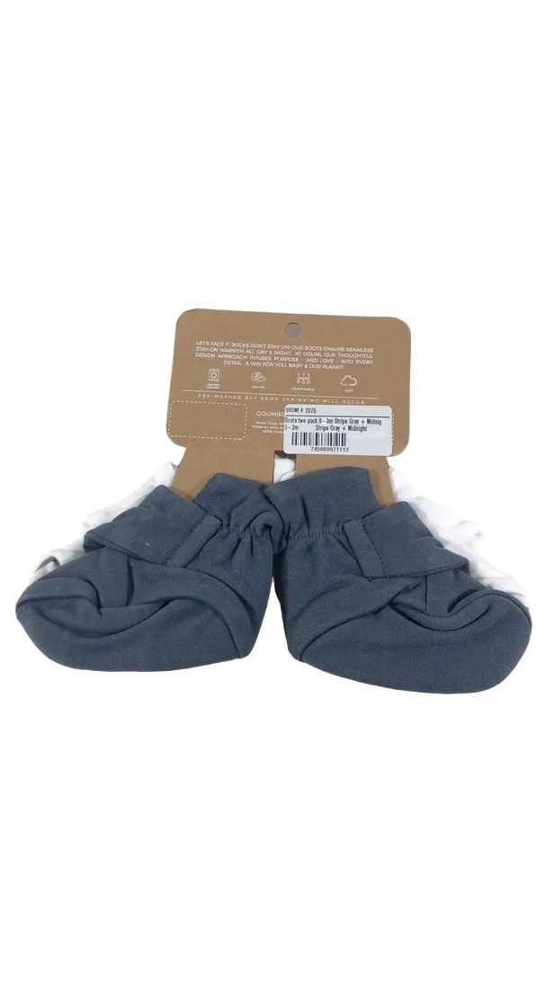 Goumikids Stay On Baby Boots, 0-3 Months, Stripe Grey   Midnight