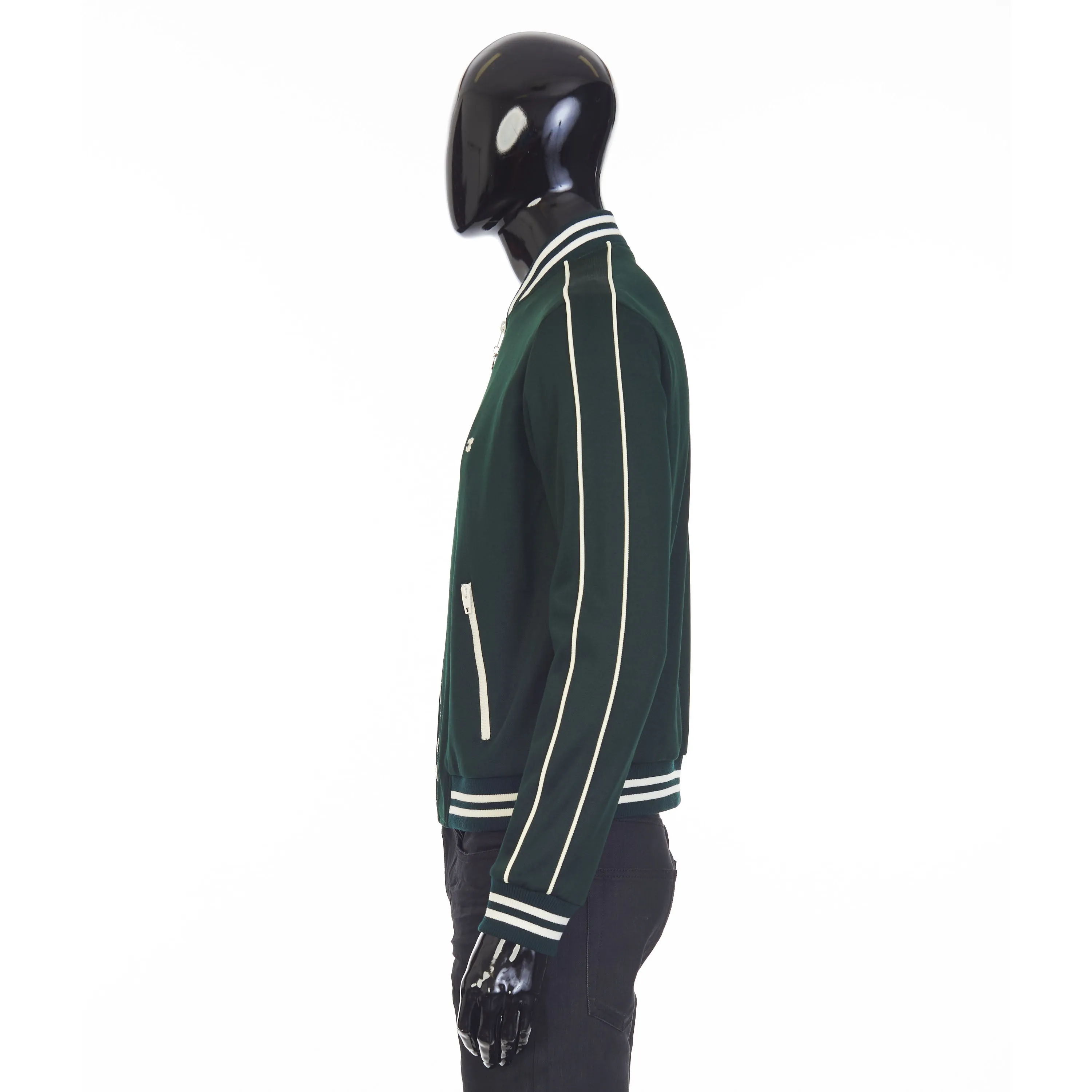 Green Teddy Jacket - Triomphe Embroidery, Double Face Jersey