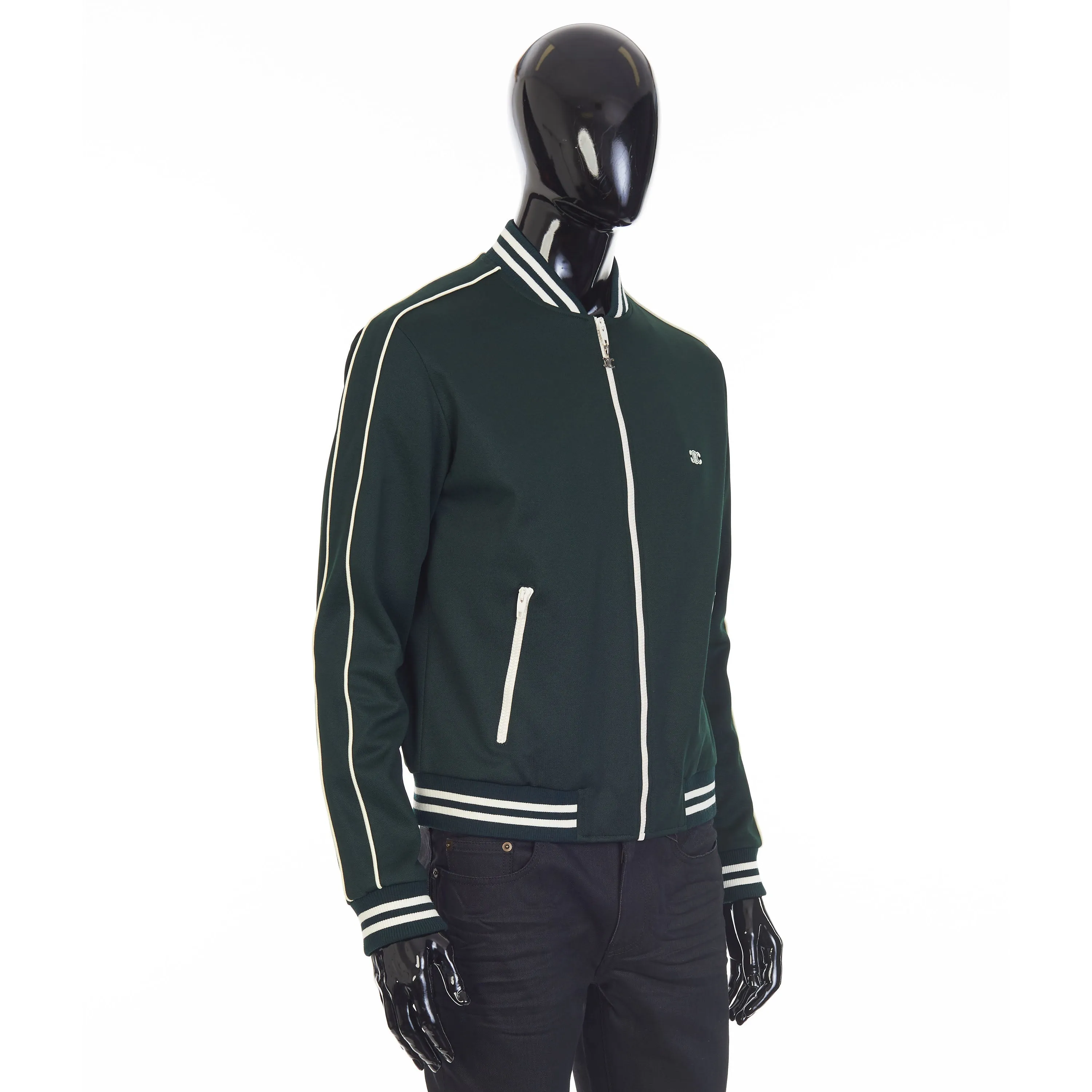 Green Teddy Jacket - Triomphe Embroidery, Double Face Jersey