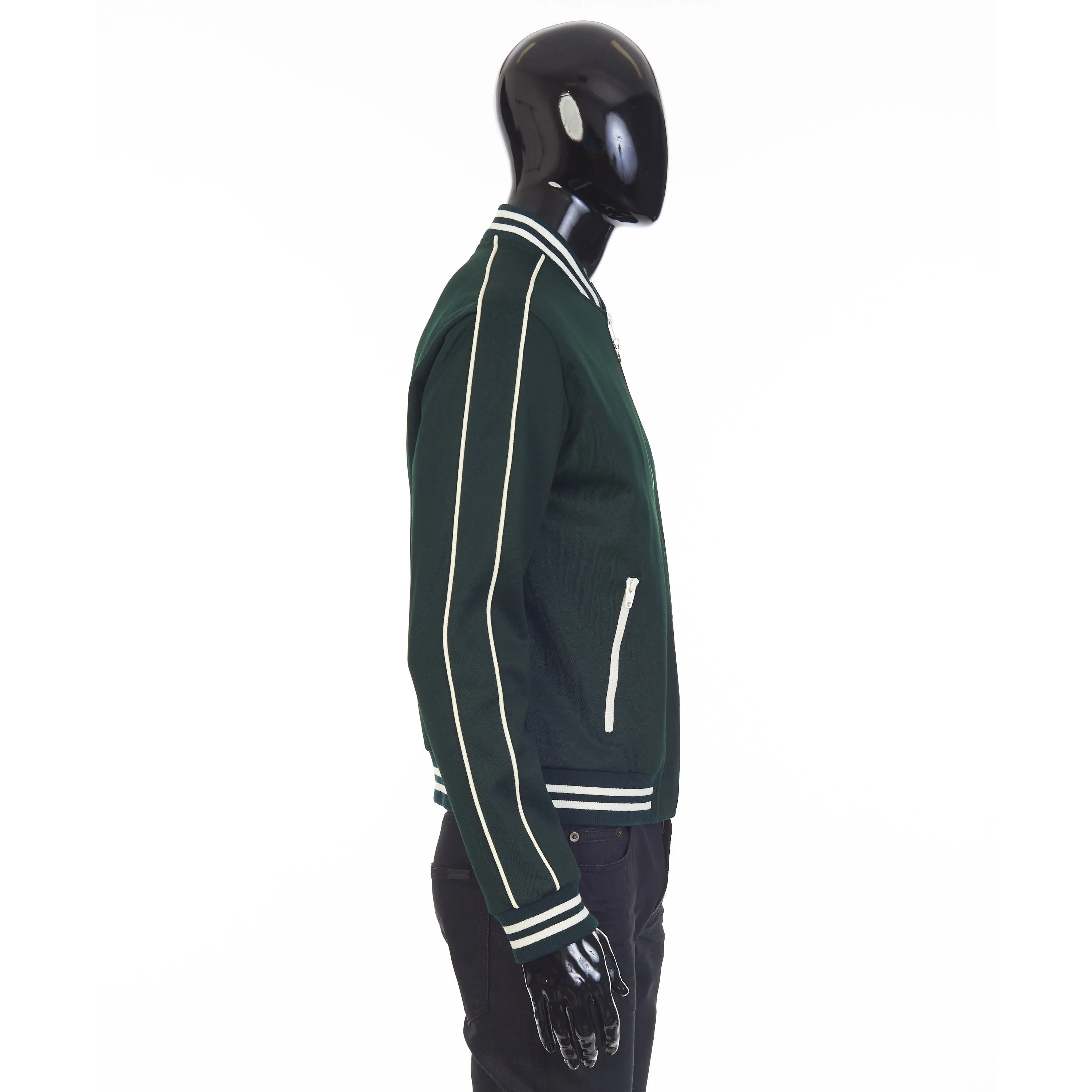 Green Teddy Jacket - Triomphe Embroidery, Double Face Jersey