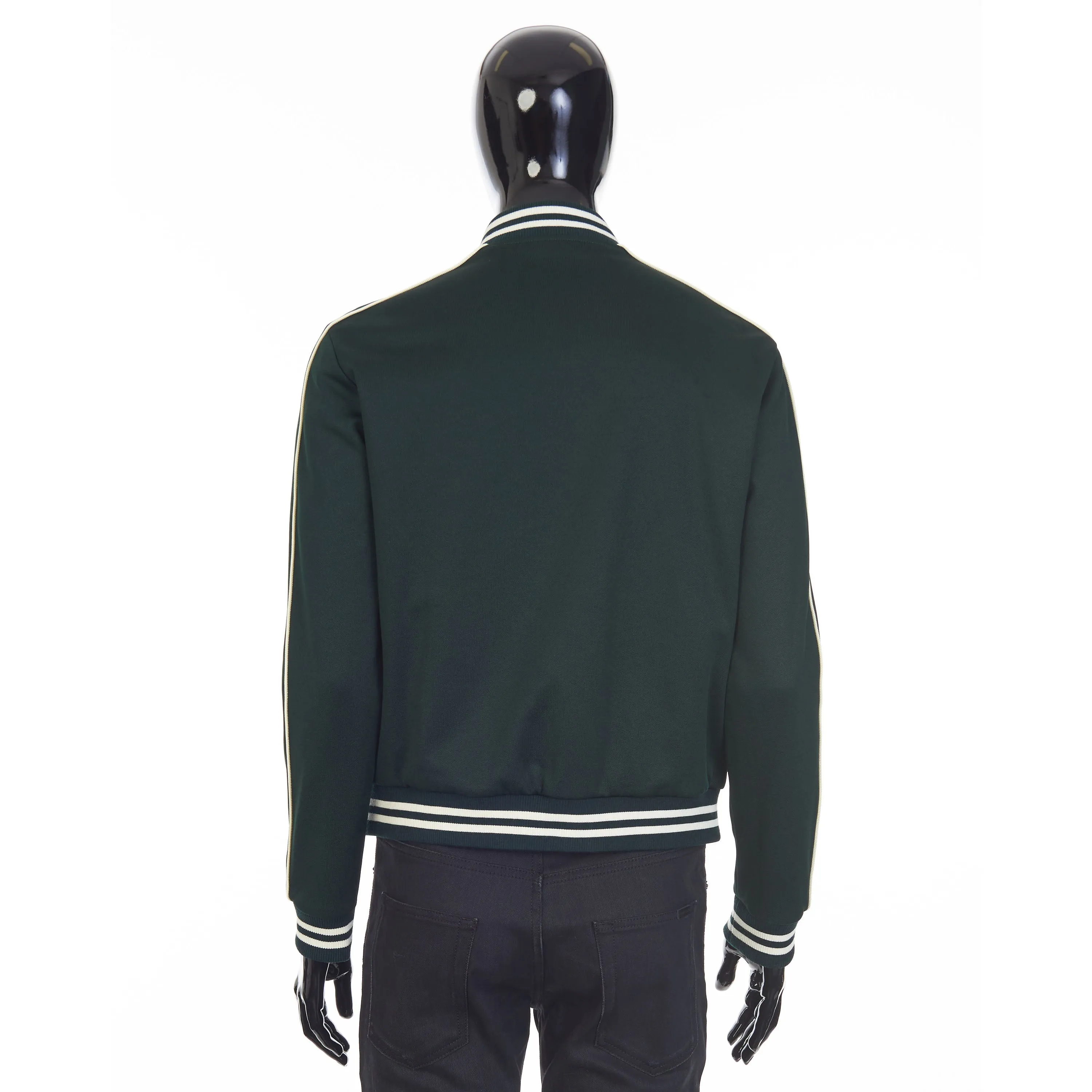 Green Teddy Jacket - Triomphe Embroidery, Double Face Jersey