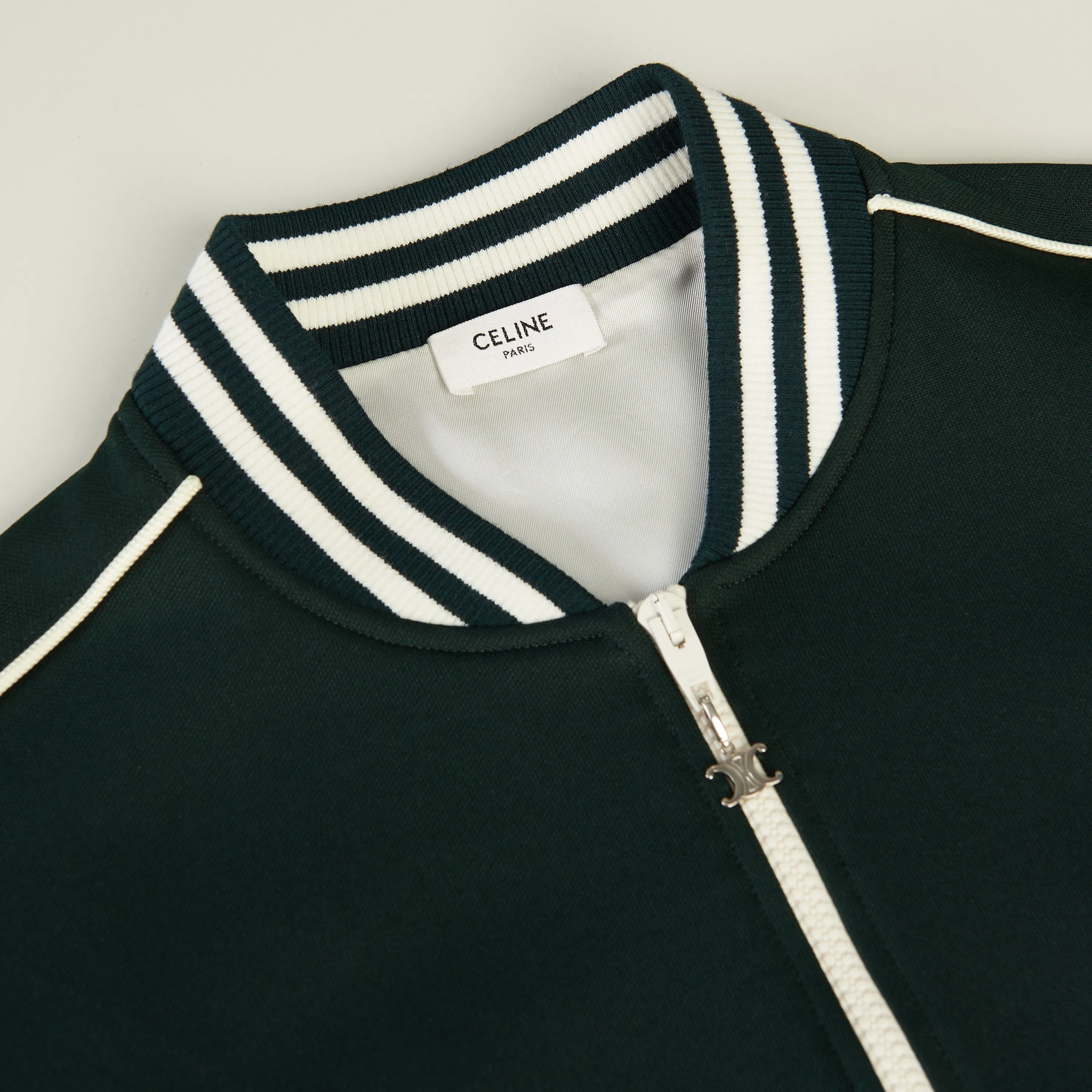 Green Teddy Jacket - Triomphe Embroidery, Double Face Jersey