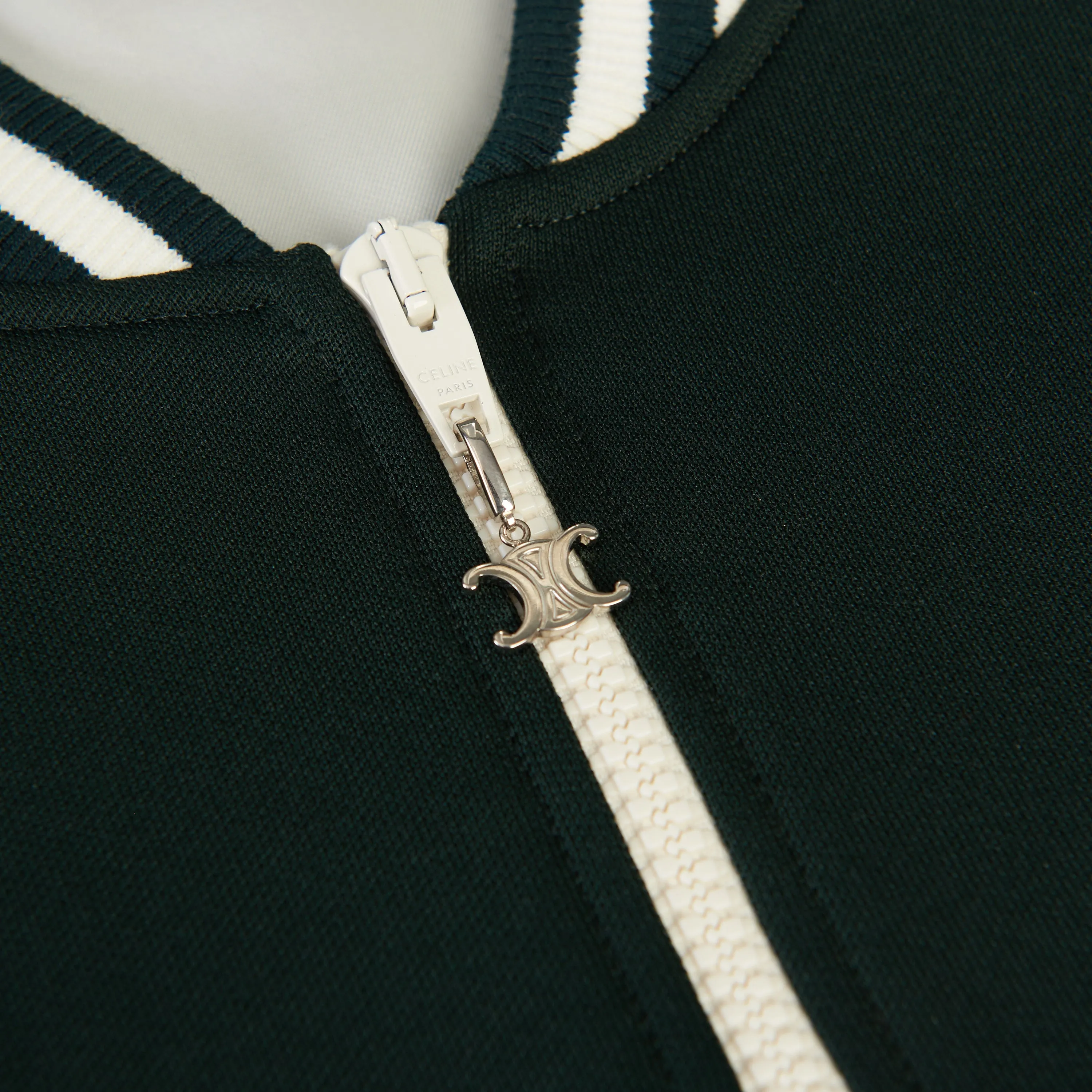 Green Teddy Jacket - Triomphe Embroidery, Double Face Jersey