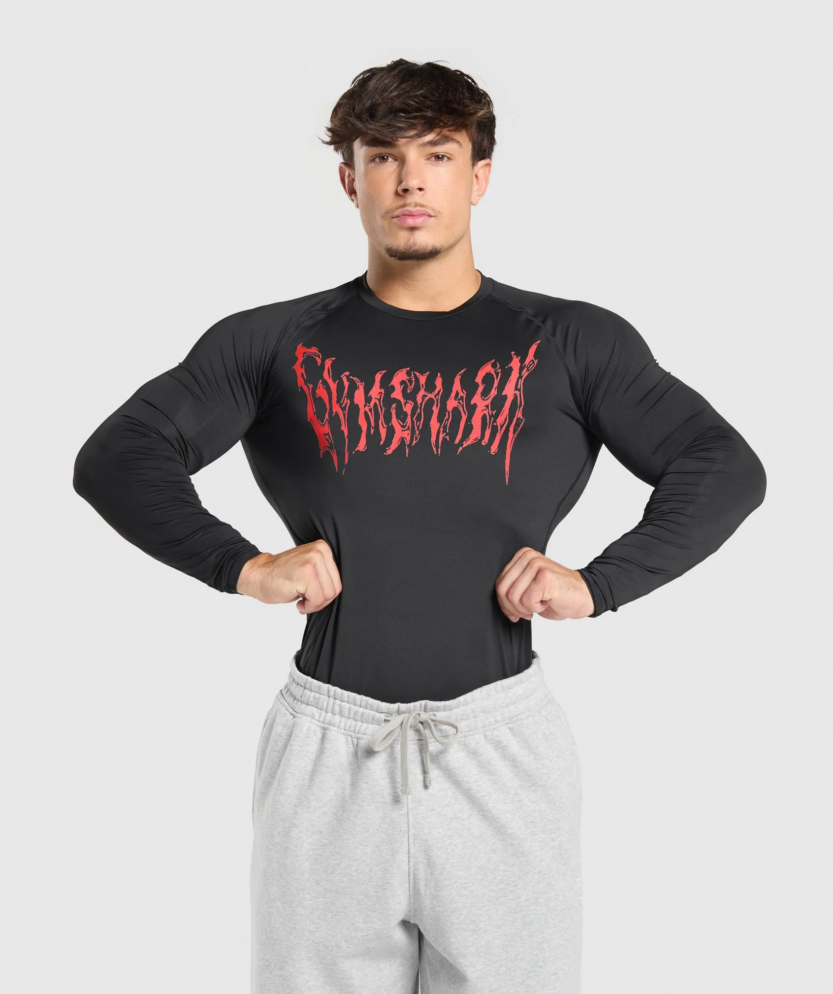 Gymshark Graphic Baselayer Long Sleeve T-Shirt - Black