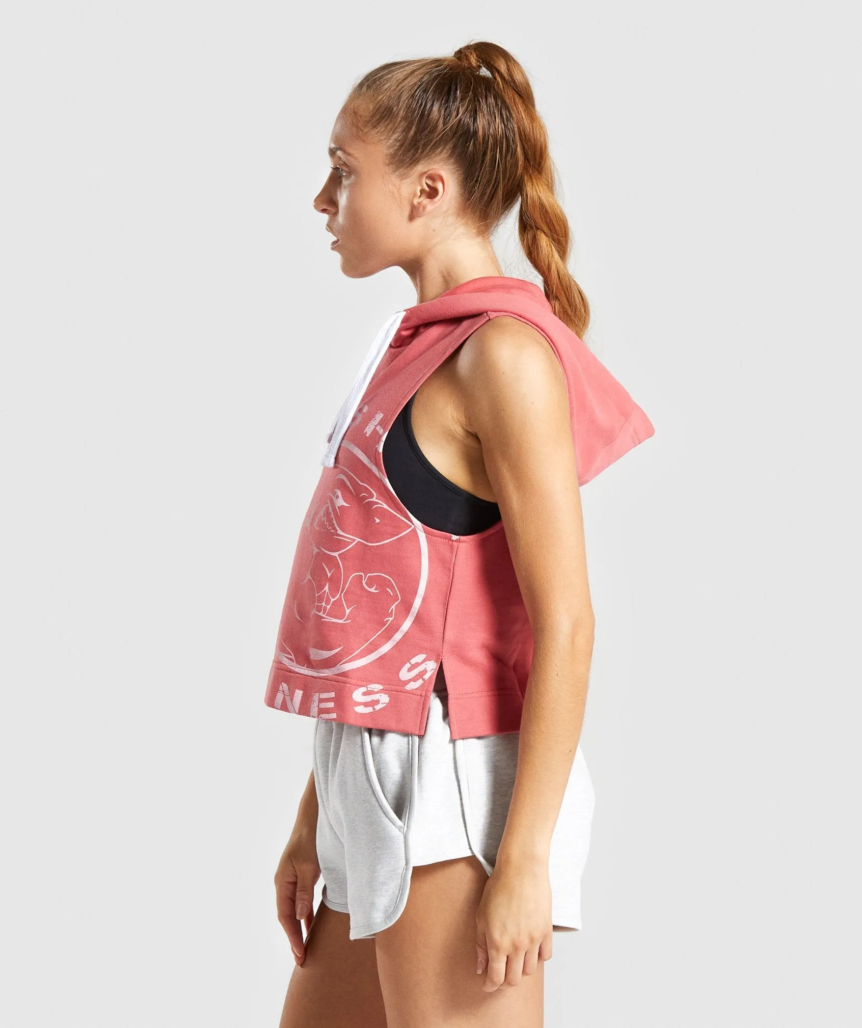 Gymshark Legacy Fitness Sleeveless Hoodie - Brick Red