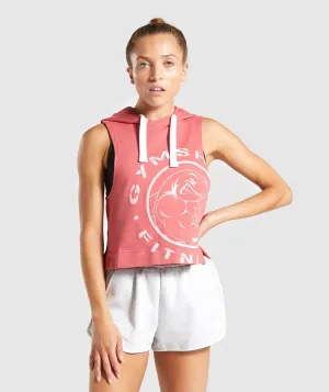 Gymshark Legacy Fitness Sleeveless Hoodie - Brick Red