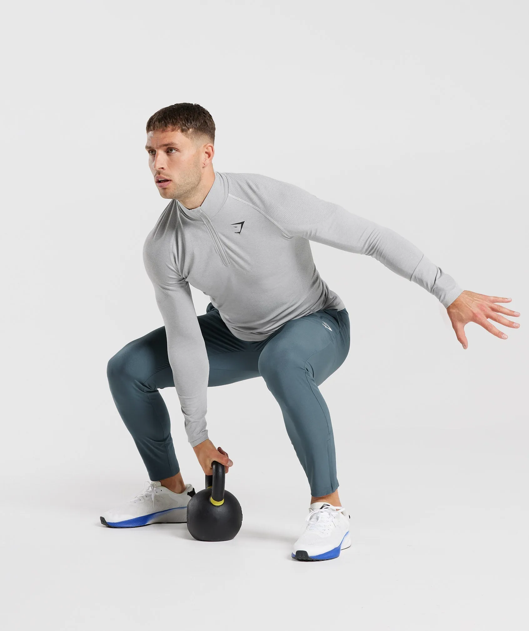 Gymshark Vital Seamless 1/4 Zip - Light Grey/Smokey Grey