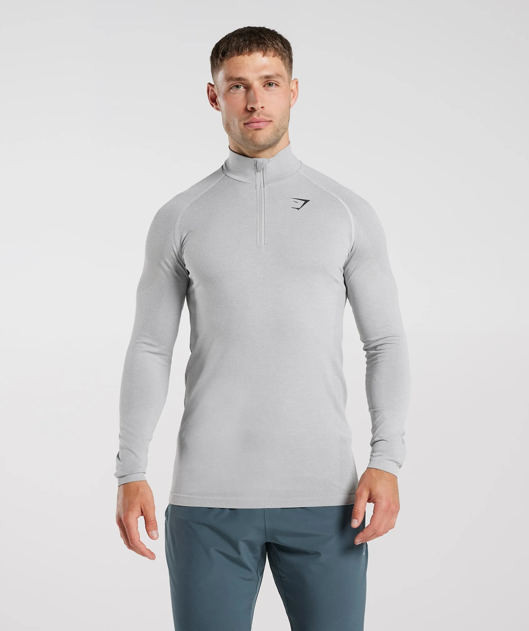 Gymshark Vital Seamless 1/4 Zip - Light Grey/Smokey Grey