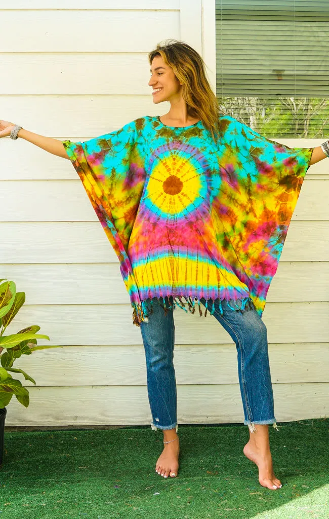 Hand Dyed Tunic Boho Kaftan Blouse Hippie Oversize Tops