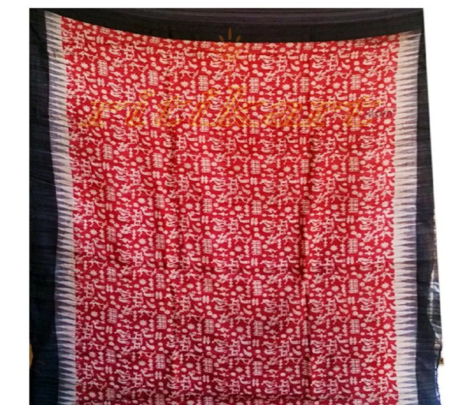 Hand Wooven Printed Tussar Silk Saree