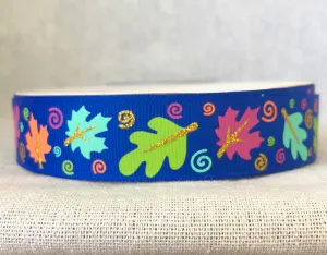 Happy Fall Y'all USDR Ribbon - 7/8 Inch - Leaves