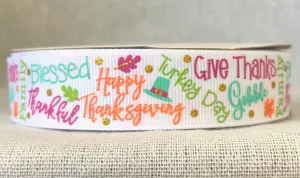 Happy Fall Y'all USDR Ribbon - 7/8 Inch - Word Scatter