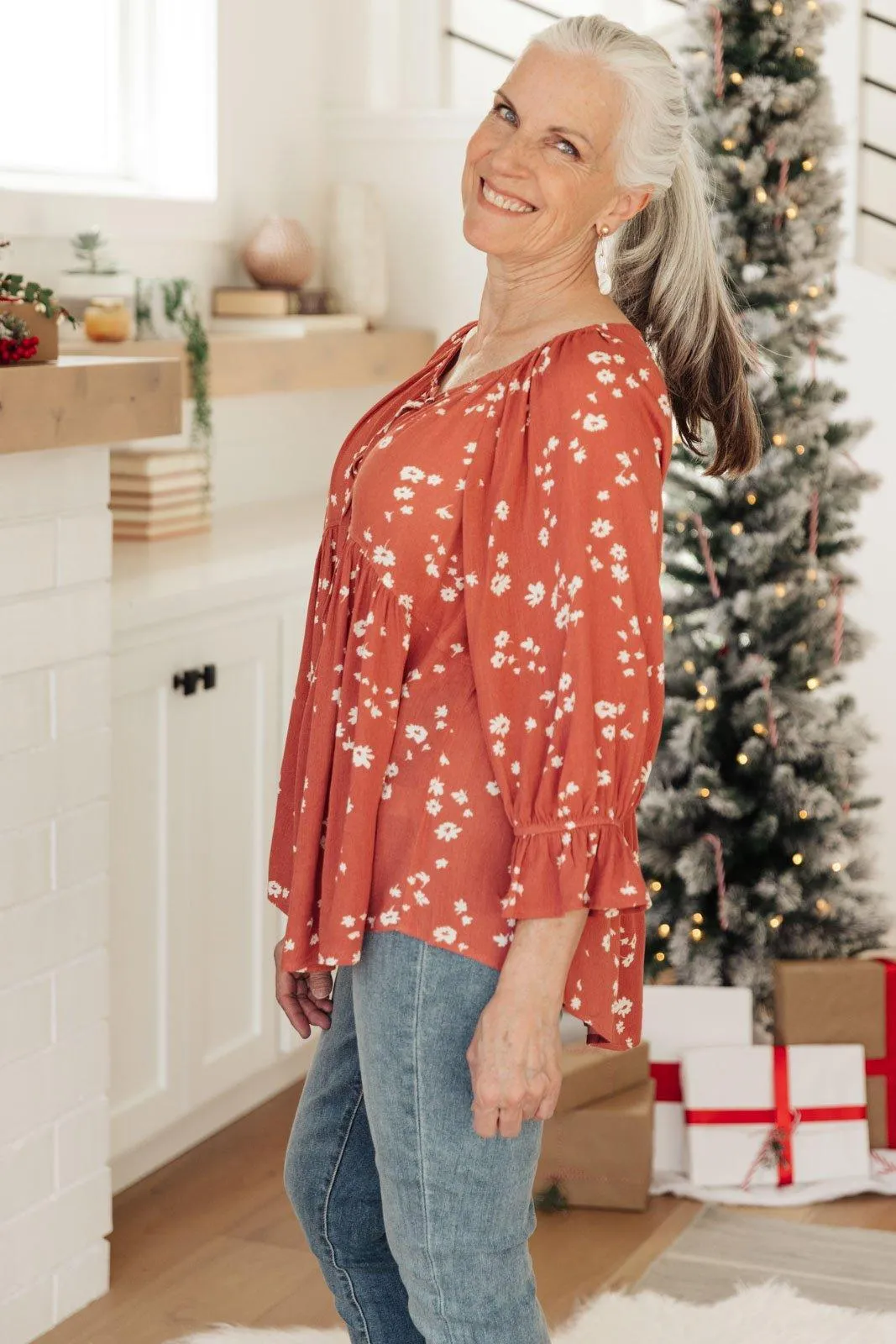 Hazel Blues® | Daisy Flow Blouse In Rust