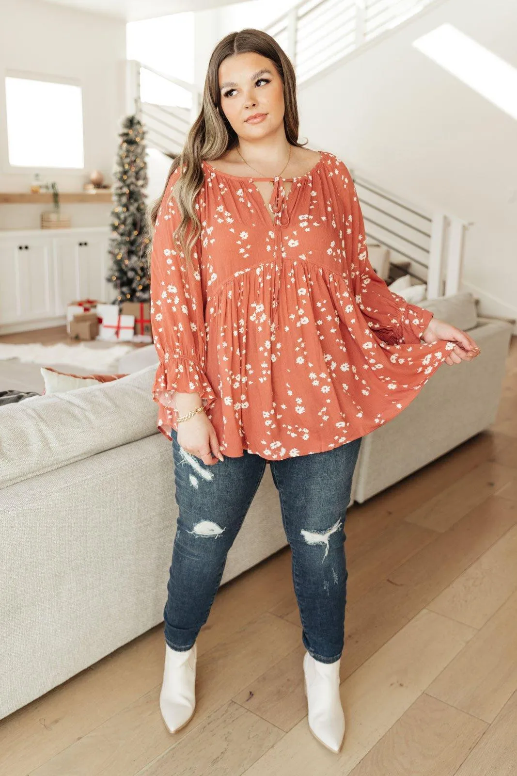 Hazel Blues® | Daisy Flow Blouse In Rust
