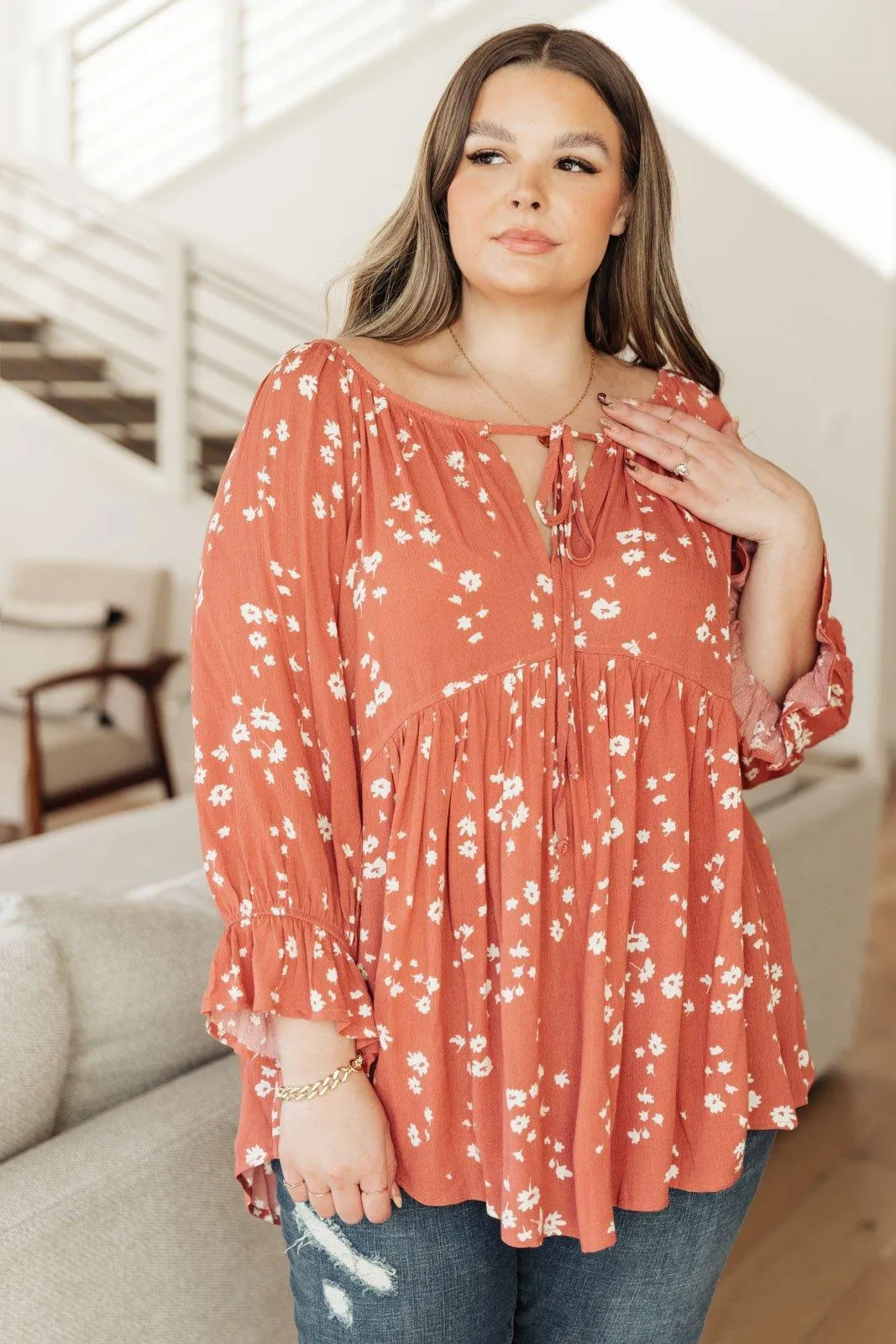 Hazel Blues® | Daisy Flow Blouse In Rust