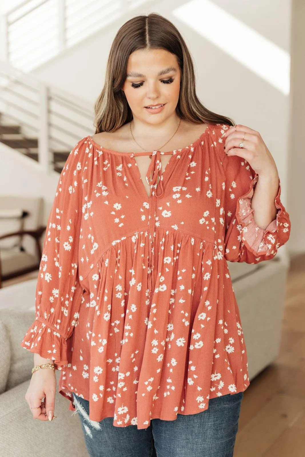 Hazel Blues® | Daisy Flow Blouse In Rust