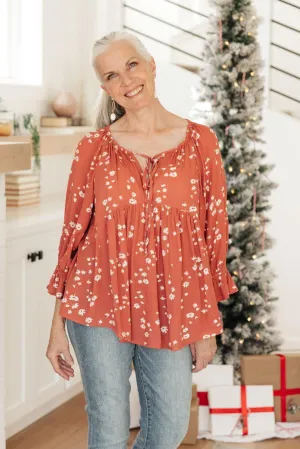 Hazel Blues® | Daisy Flow Blouse In Rust
