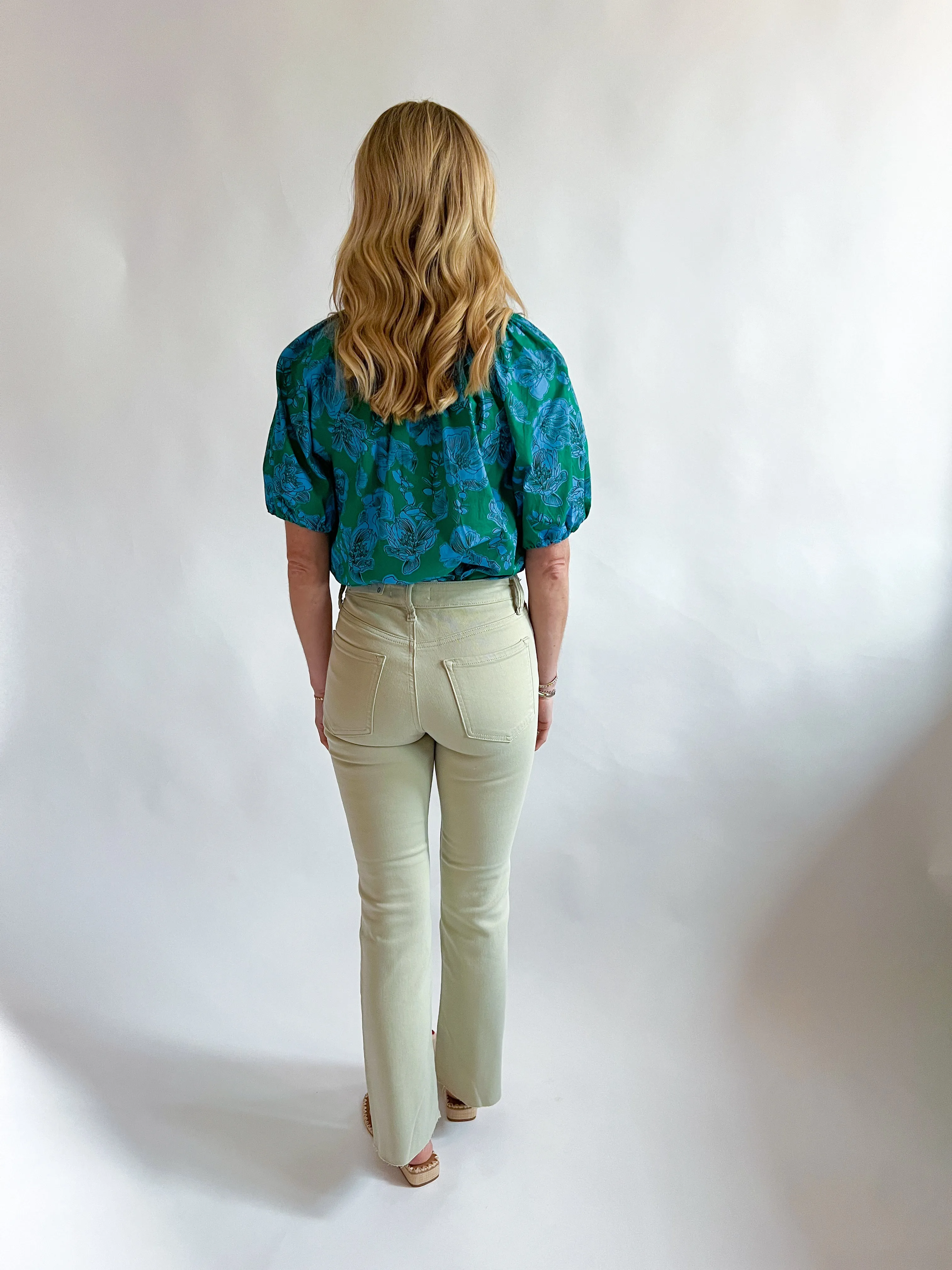 Henley Aqua Floral Blouse