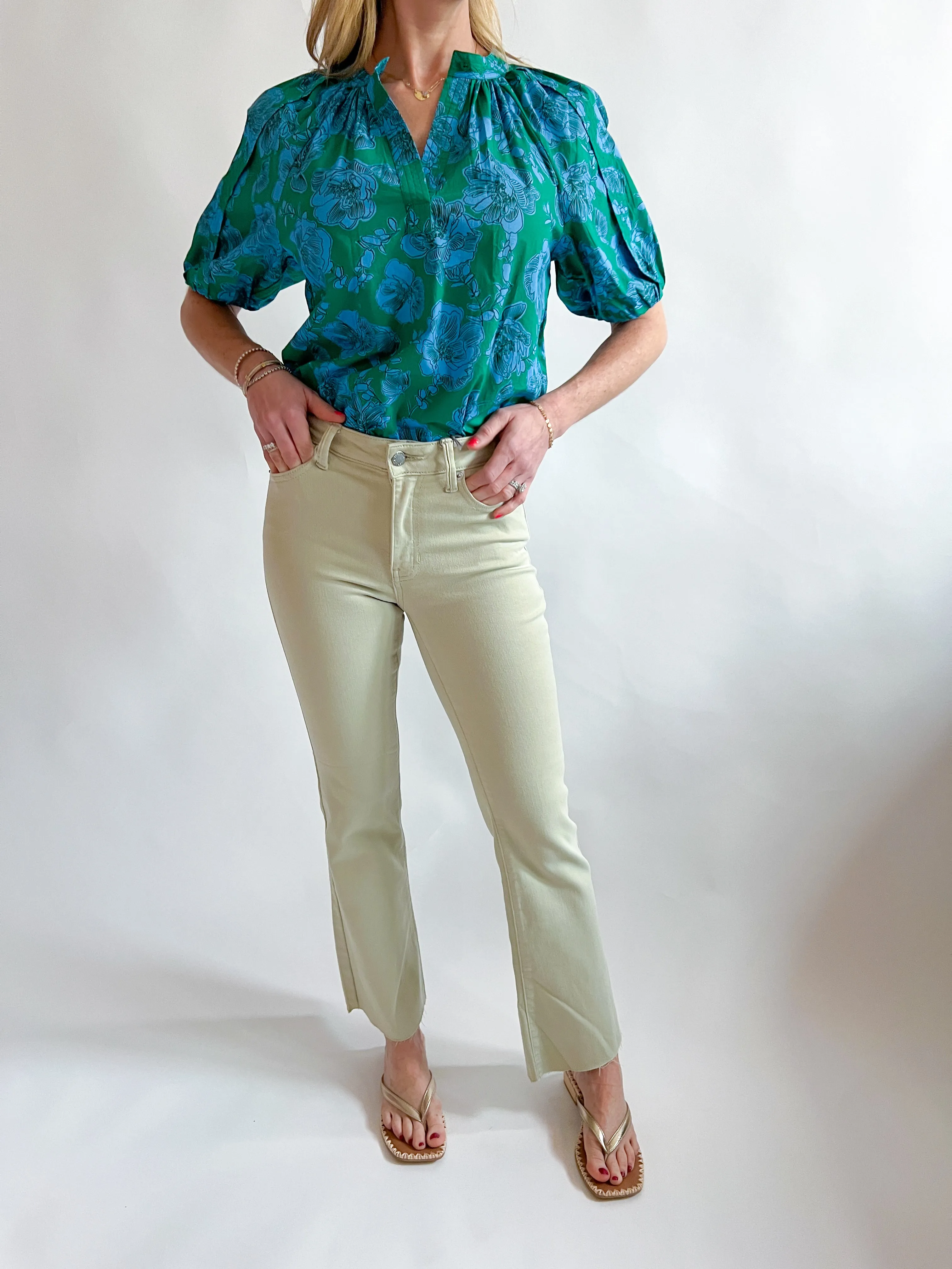 Henley Aqua Floral Blouse