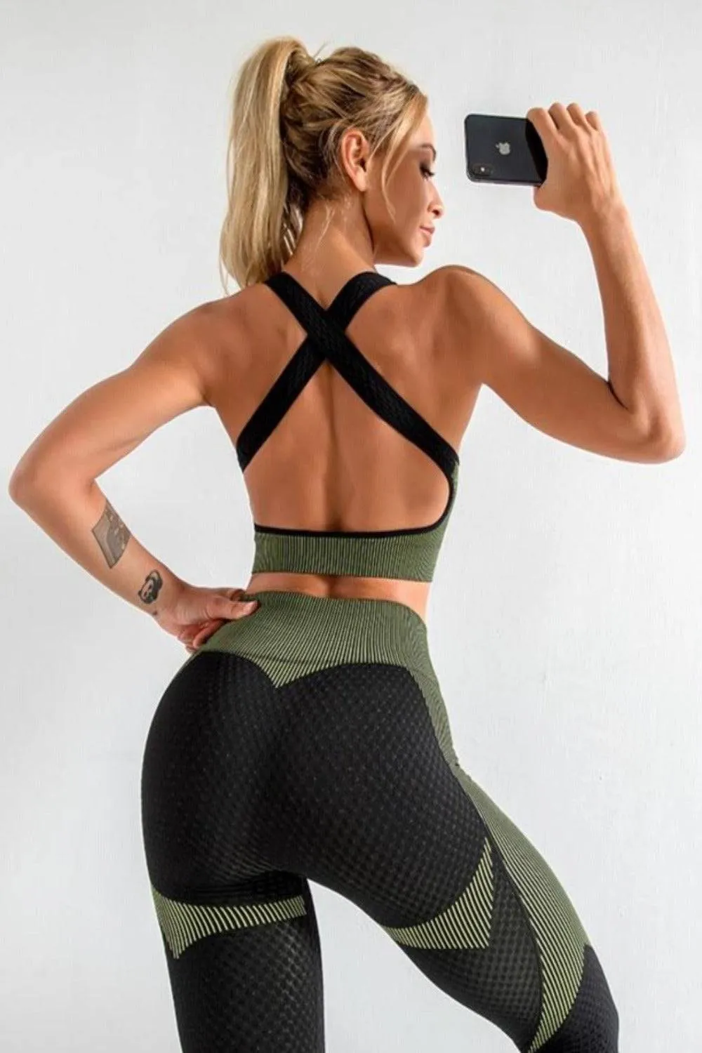 High Waisted Tummy Control Leggings & Top 3 Piece Set