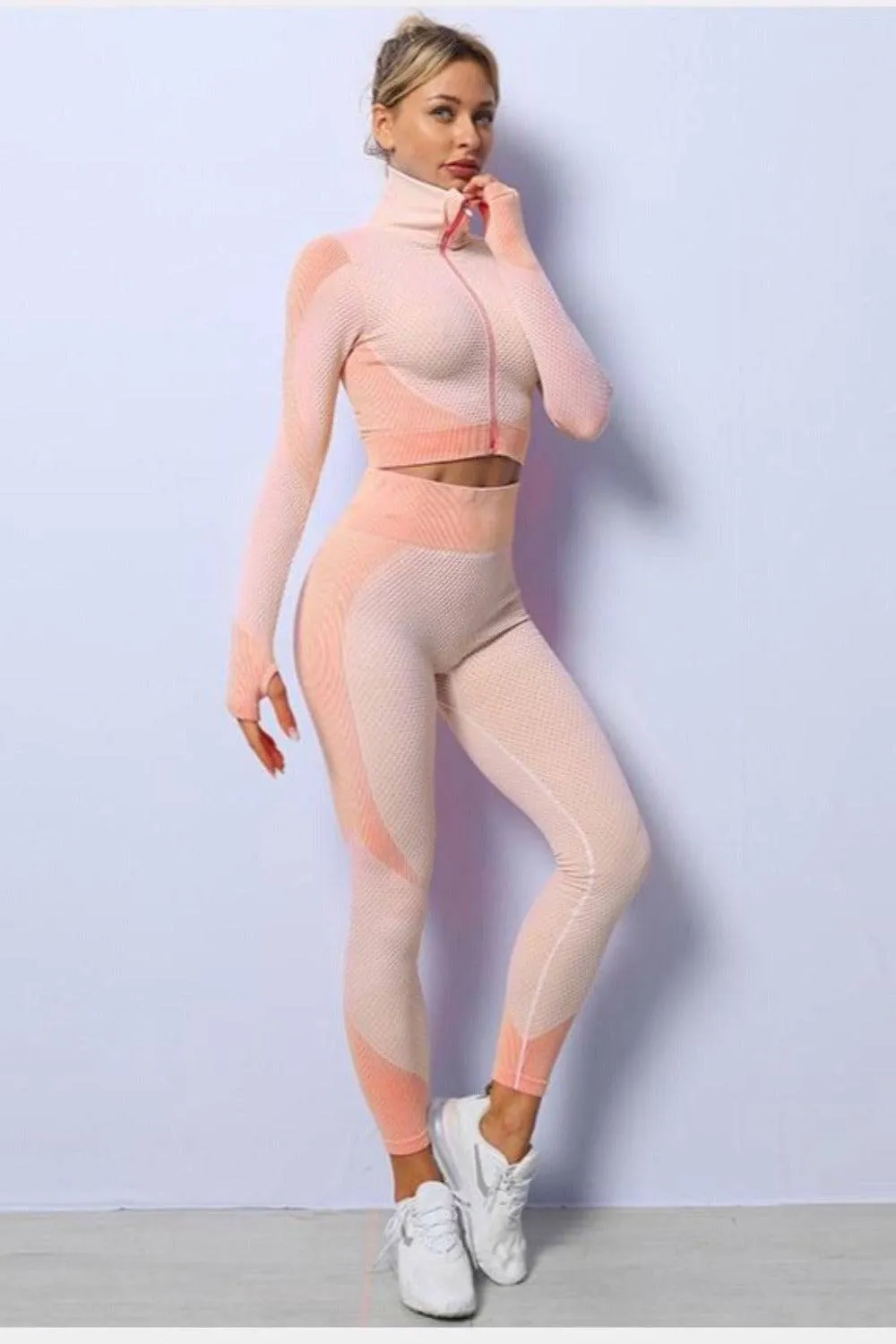 High Waisted Tummy Control Leggings & Top 3 Piece Set