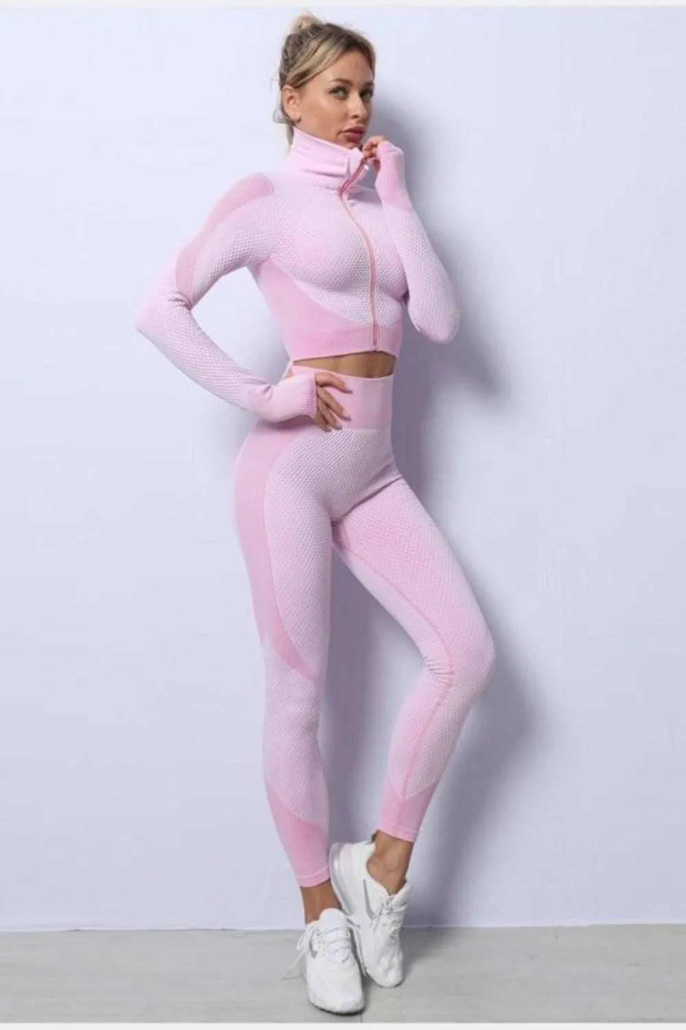 High Waisted Tummy Control Leggings & Top 3 Piece Set