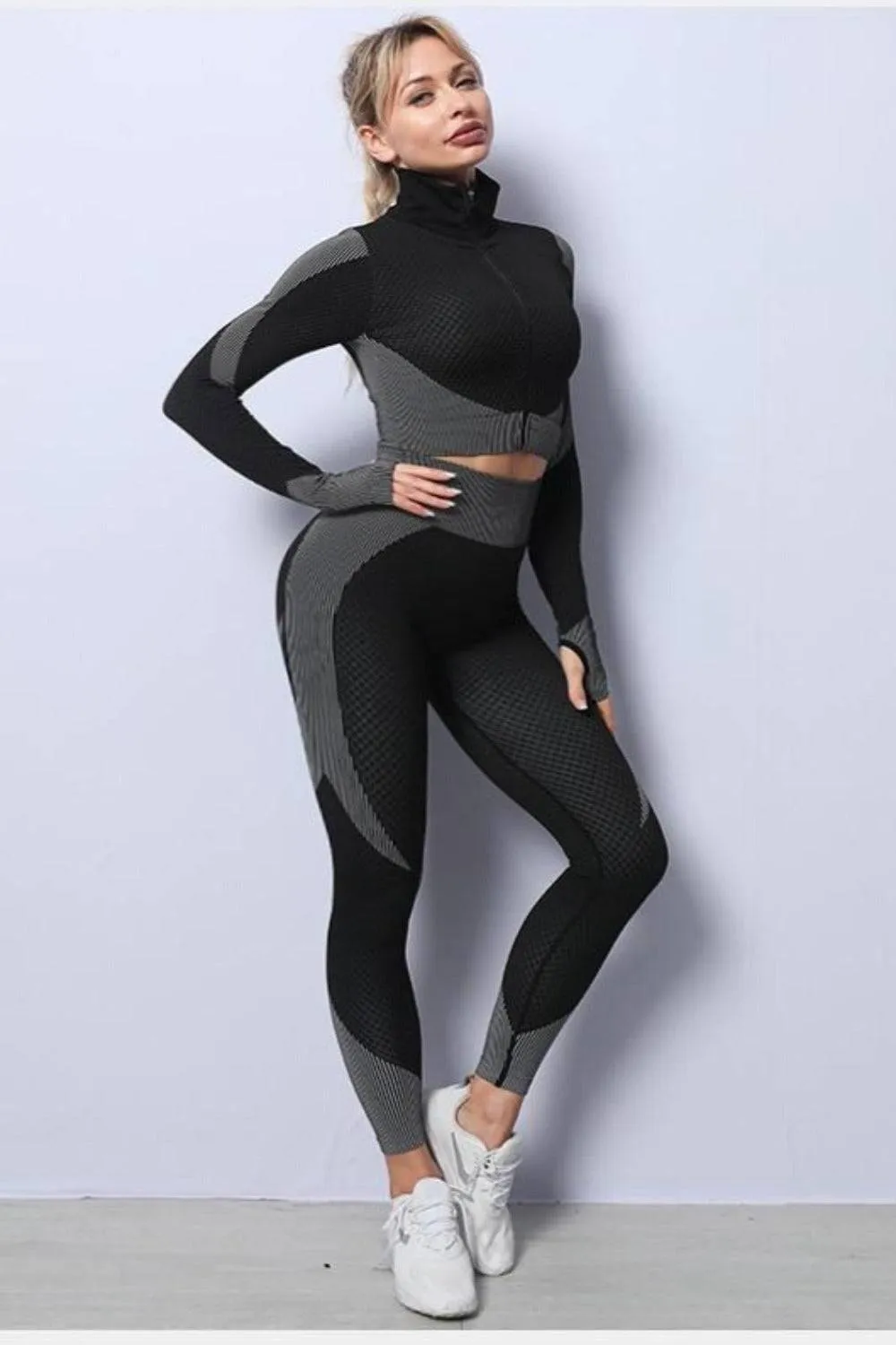High Waisted Tummy Control Leggings & Top 3 Piece Set