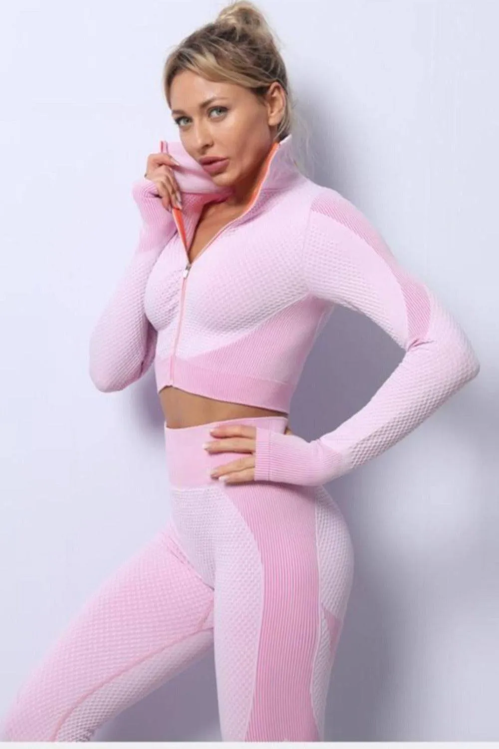 High Waisted Tummy Control Leggings & Top 3 Piece Set