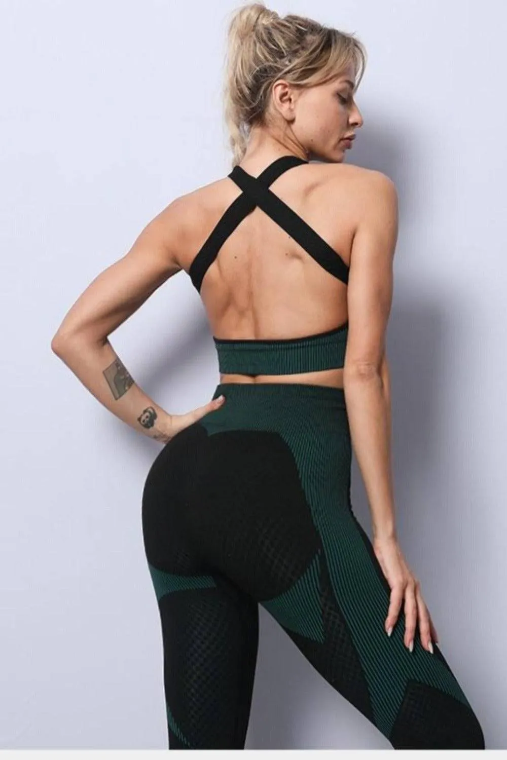 High Waisted Tummy Control Leggings & Top 3 Piece Set