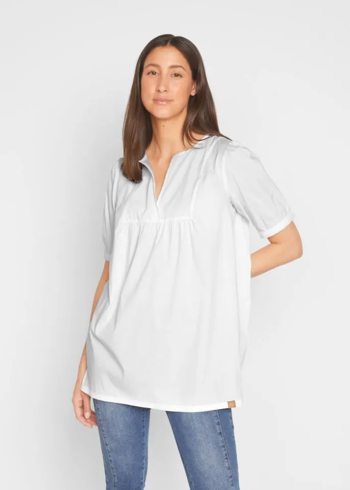 John Baner Jeanswear long blouse, white