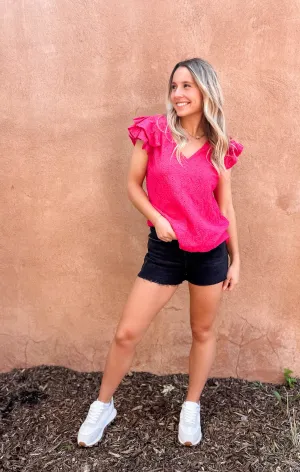 Lainee Eyelet Blouse - Hot Pink