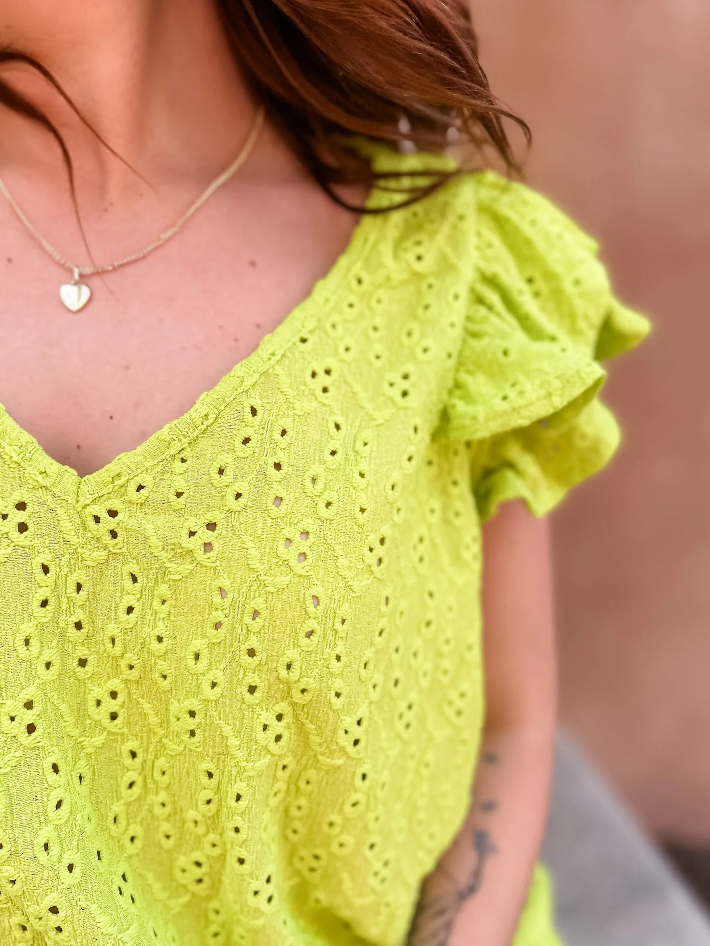 Lainee Eyelet Blouse - Lime