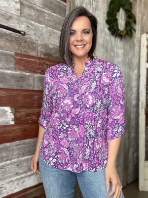 Lavender Floral Tunic Blouse