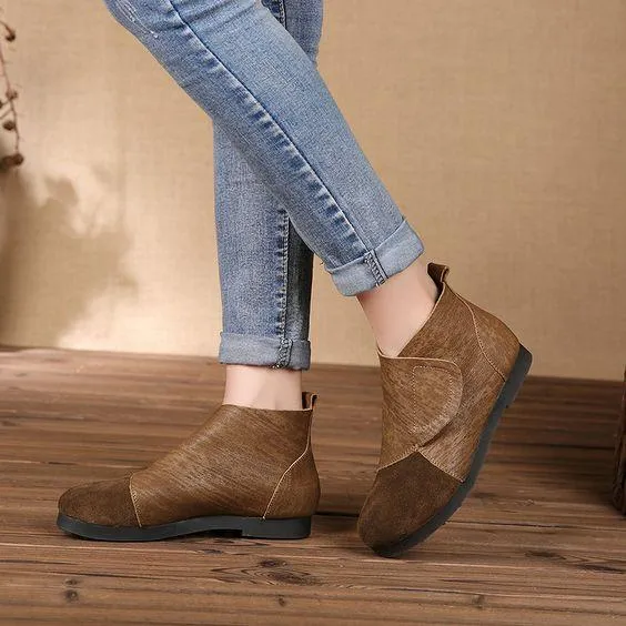 Leather Retro Booties