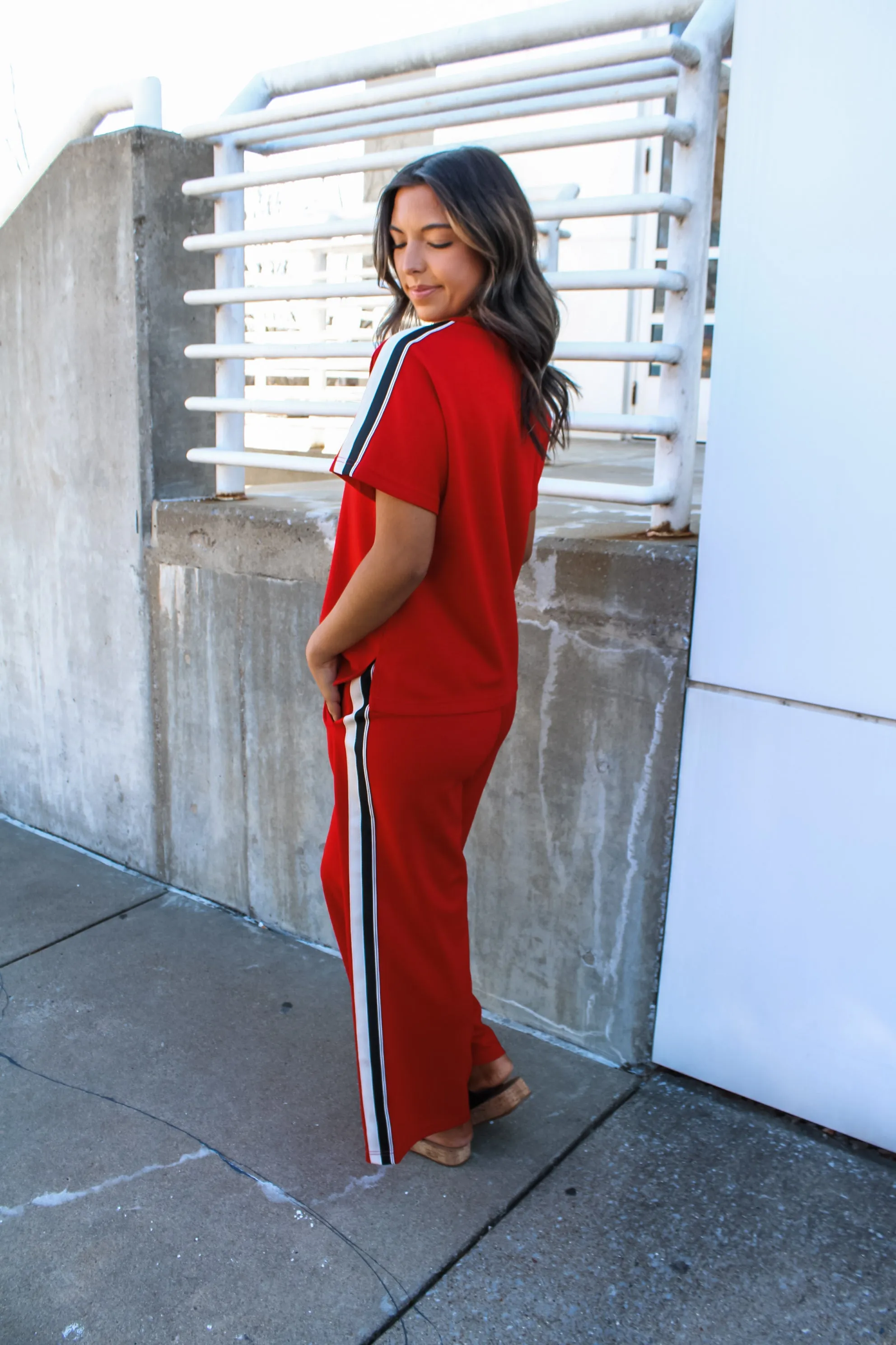 Life Is Good Side Stripe Pants • Red