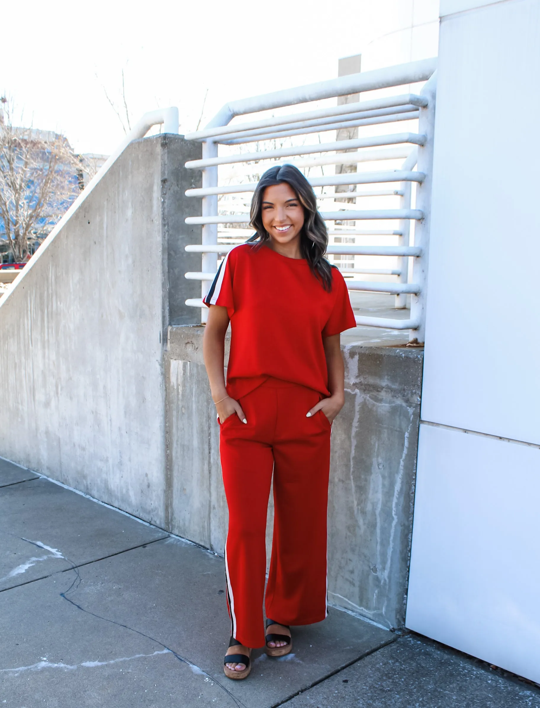 Life Is Good Side Stripe Pants • Red