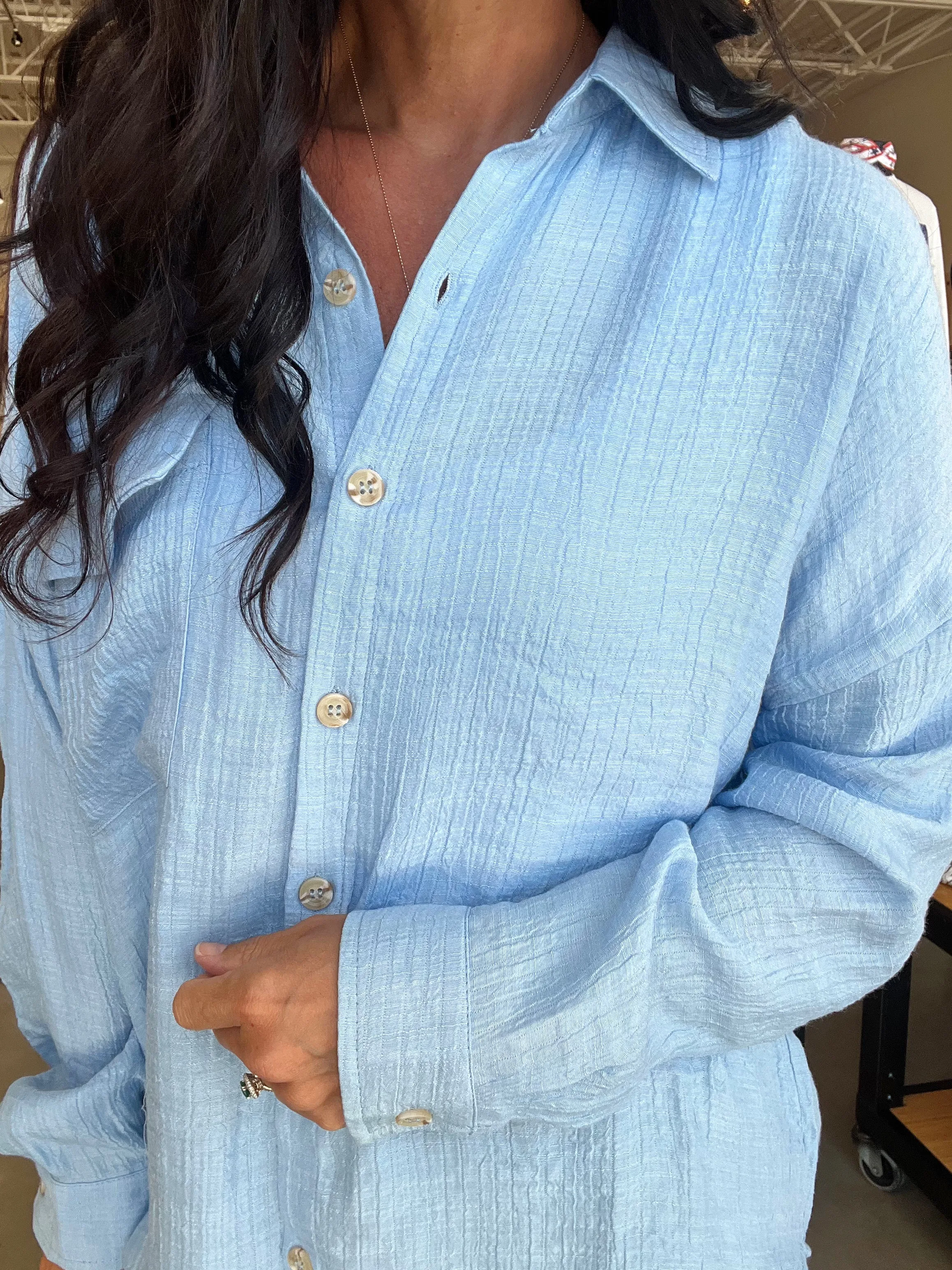 Lightweight Button Down Shirt in Blue
