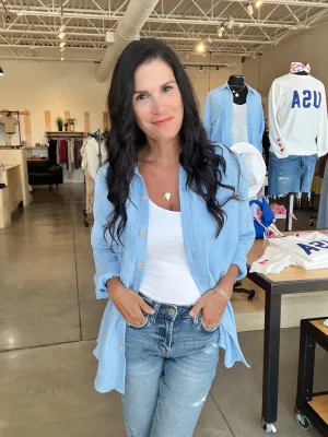 Lightweight Button Down Shirt in Blue