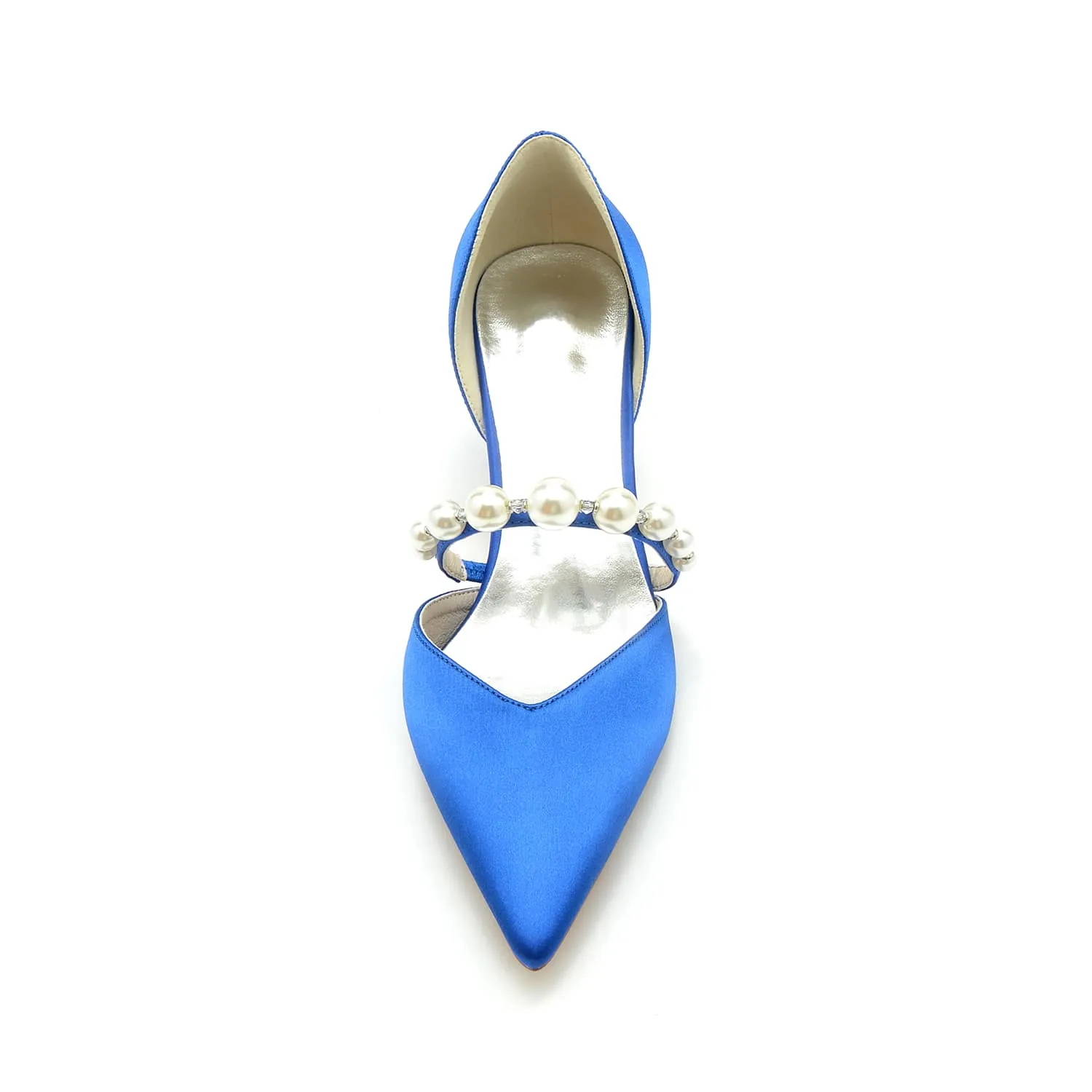 Low Heels Slip-on Bridal Heels Satin Formal Shoes Pointed Toe Party Heels