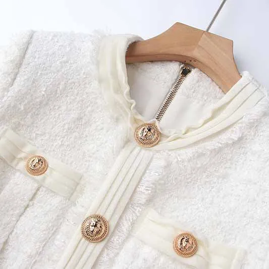 Lurex Knitted Mini Dress in White, Black Short Sleeve Shirt Dress for Women