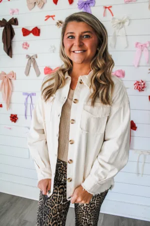 Make My Day Frayed Shacket • Cream - FINAL SALE