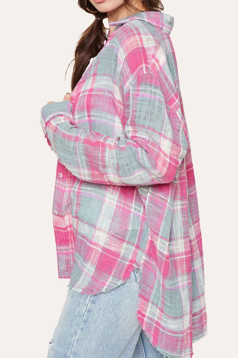 Maple Mist Pink Multi Plaid Button Shirt