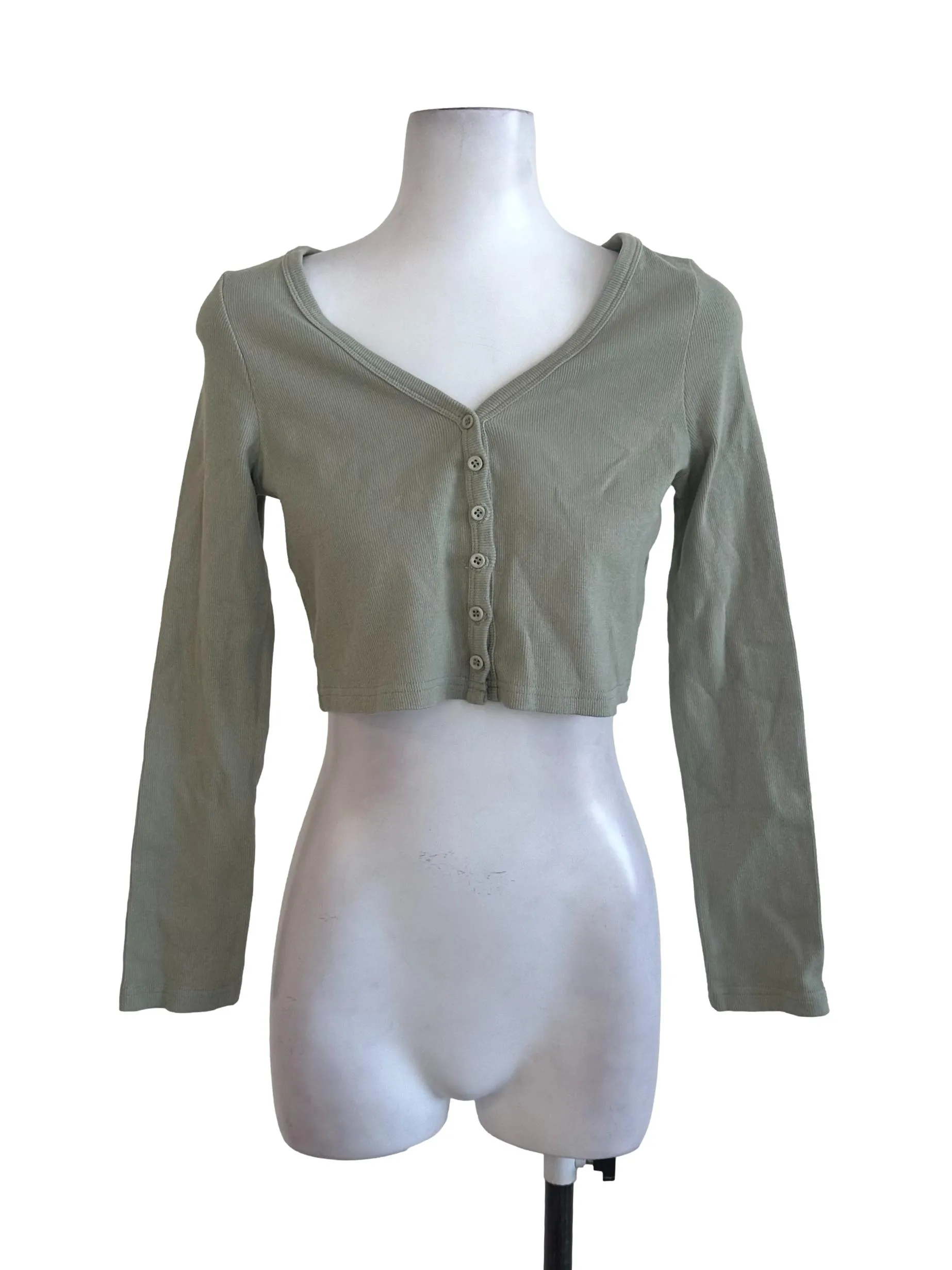 Matcha Green Button Knit Top