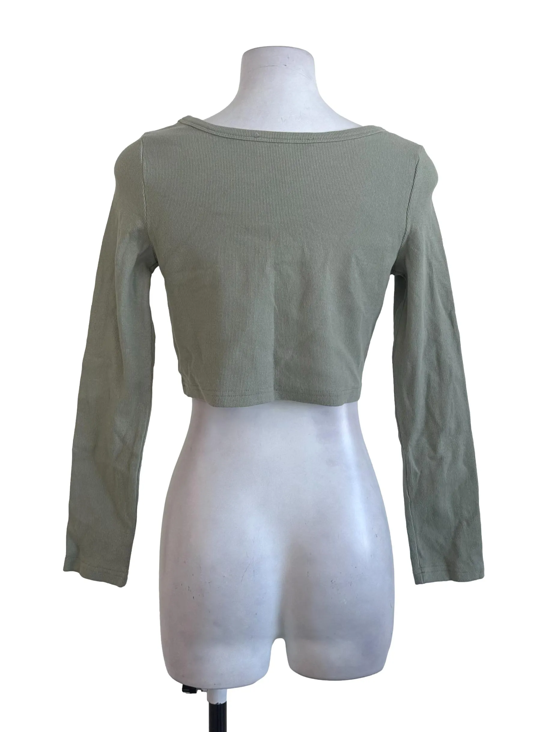 Matcha Green Button Knit Top