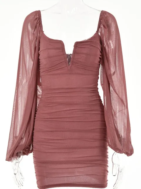 Mesh Mini Evening Dress