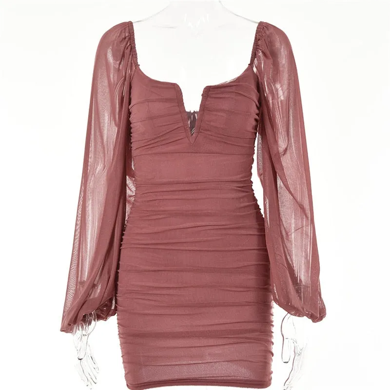 Mesh Mini Evening Dress