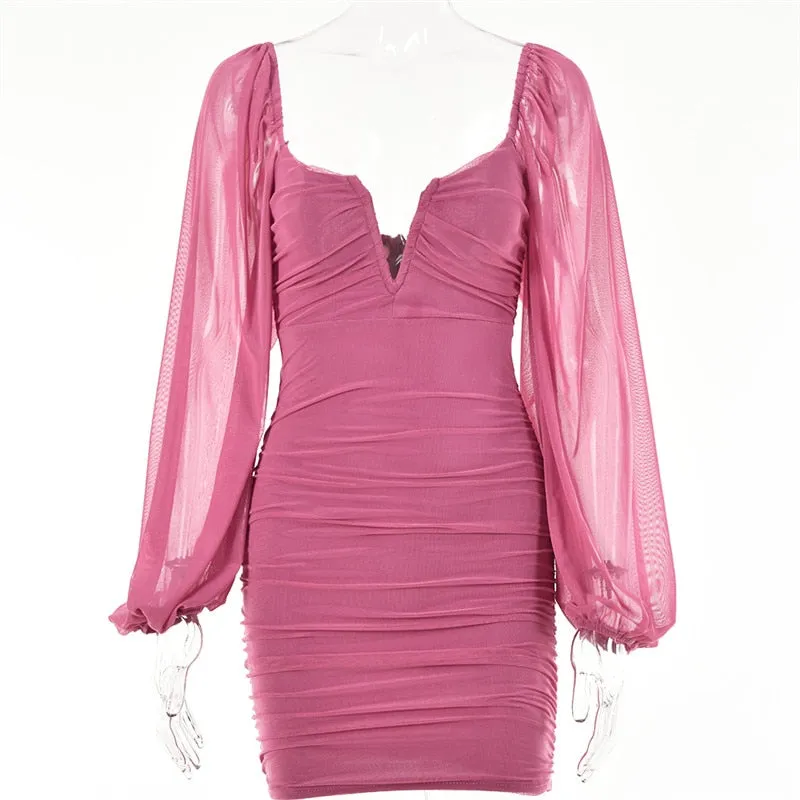 Mesh Mini Evening Dress