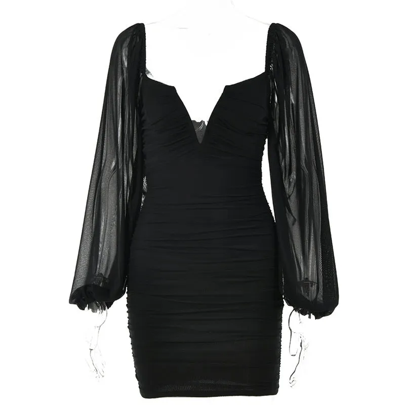 Mesh Mini Evening Dress