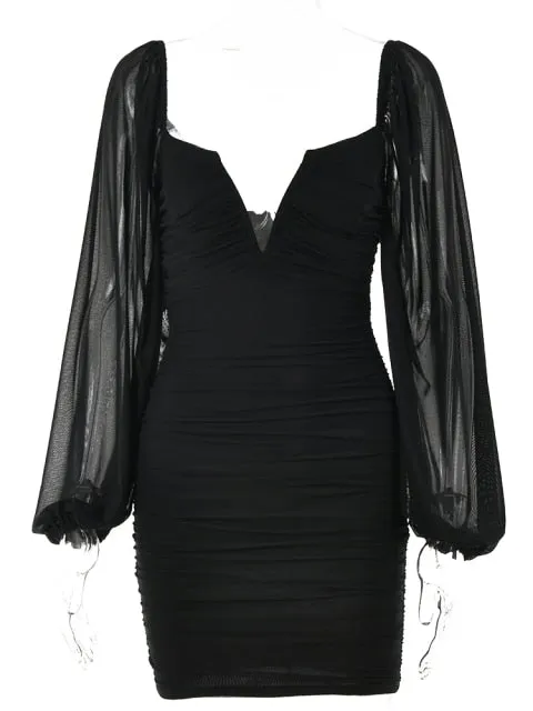 Mesh Mini Evening Dress