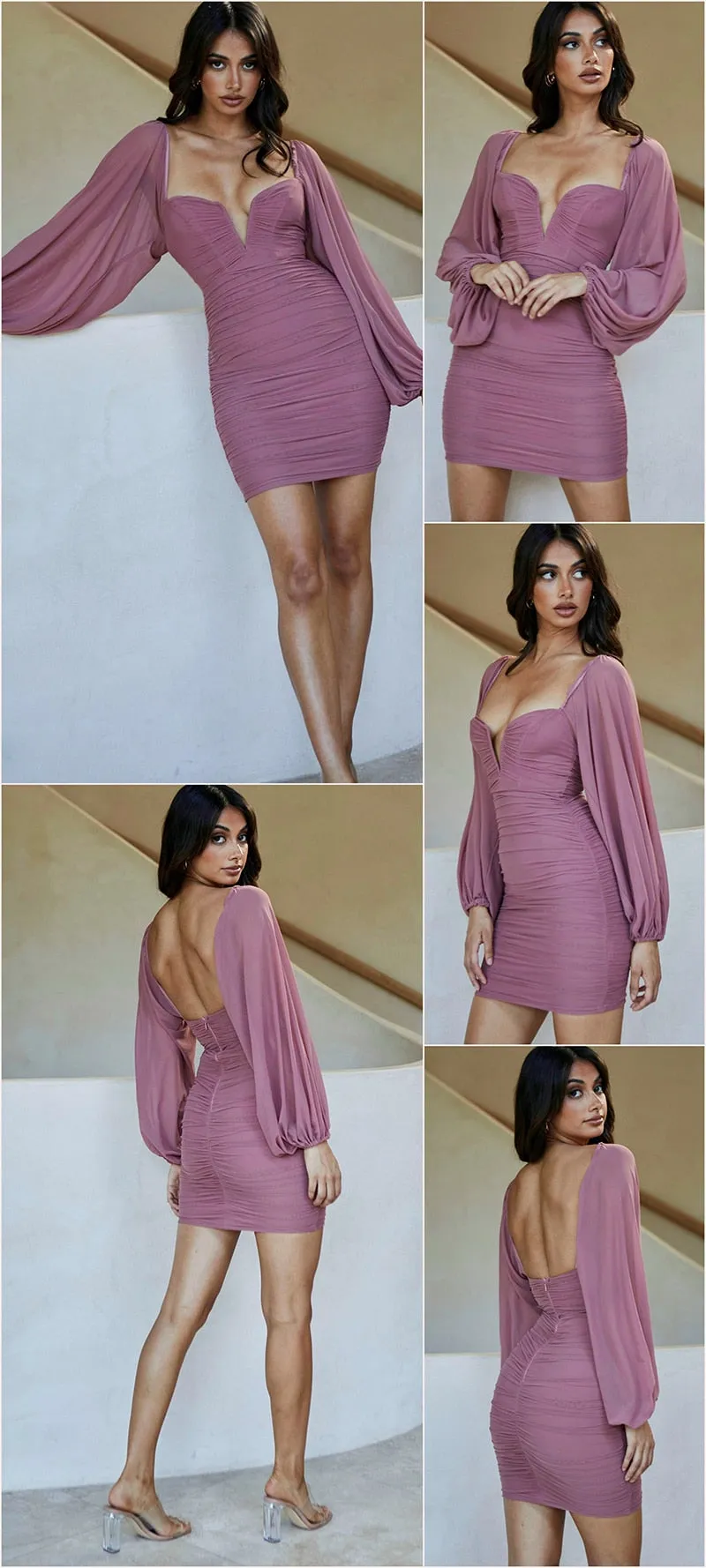 Mesh Mini Evening Dress